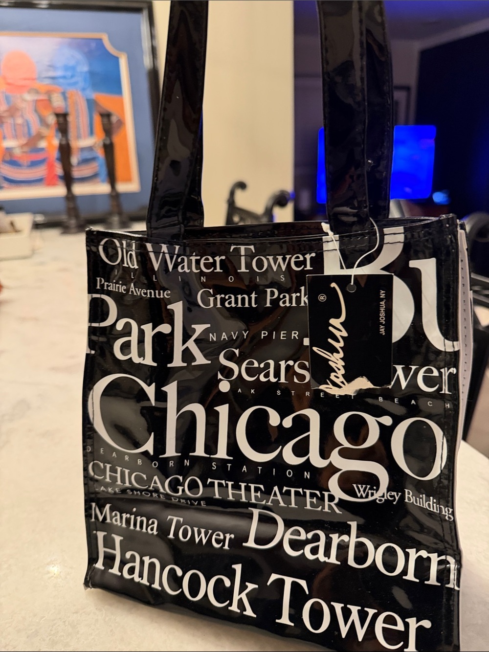 Vintage Jay Joshua Chicago Typo Tote Bag Y2K Black and White Tote by Jay Joshua
